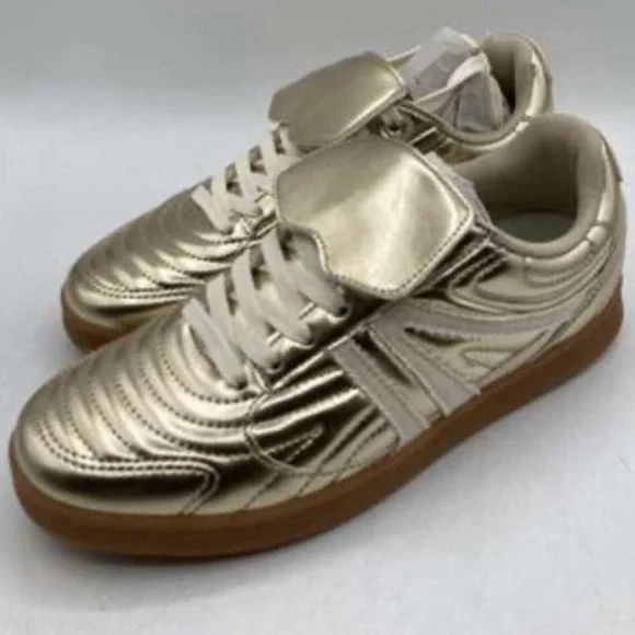 NWT Steve Madden Women's Madrid Casual Shoe Fashion Sneaker Shiny Gold Size 7M - Picture 5 of 6